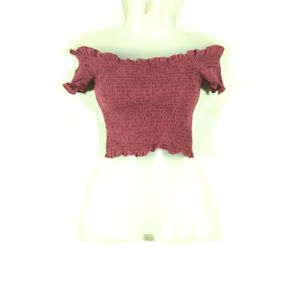 Burgundy Casual Crop Top (Women)