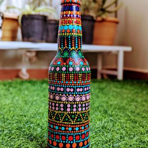 Beautiful Mandala Art On Glass Bottle