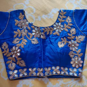 Blue Designer Mirror Work Blouse