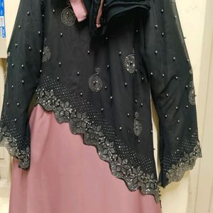 Fully Diamond Dubai Abaya Mauve Colour