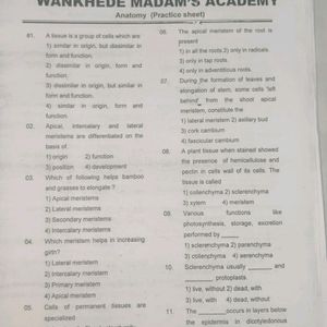 NEET Biology Question Papers – Wankhede Madam Acad