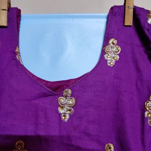 Cotton Embroidery Kurtha Set