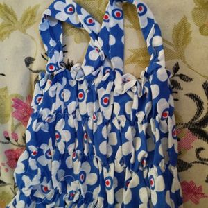Pretty blue and white frock for 0-3months
