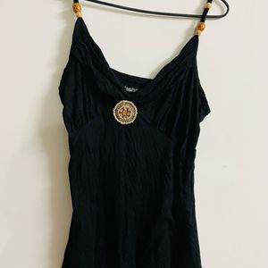 Women Black Boho Cami Top