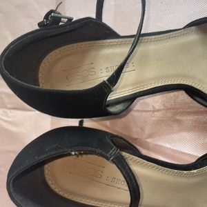 Black Block Heels Front Closed