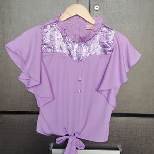 Girls Purple Sequence Top