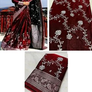 Banarasi Satin Silk Saree With Embroidery Work