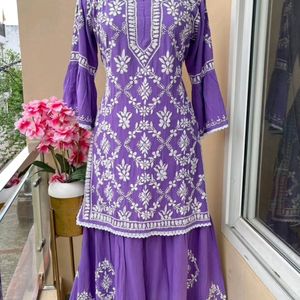 Chickenkari Kurta With Garara Set