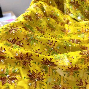 Gorgeous Embroidery Work Yellow 💛 Golden Dupatta