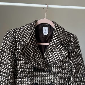 Woven Tweed Brownish Cream Blazer