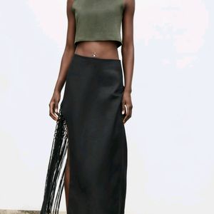 Zara Green Cotton Crop Top