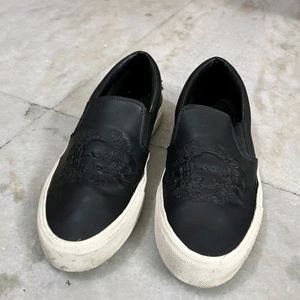 ZARA BLACK WHITE SLIP ON SNEAKERS UK 8