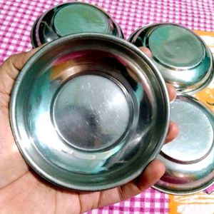 Combo Of 4 Halwa Plates( Small Steel Bowls/Plates)