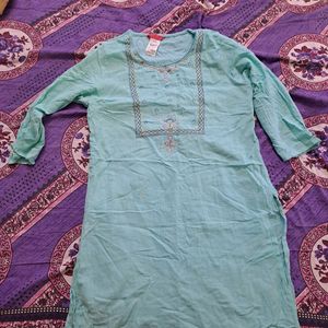 Sky Blue Cotton Short Kurta