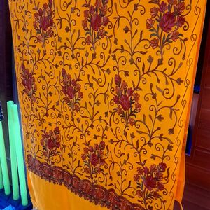 Woollen Heavy Embroidery Dark Yellow Suit