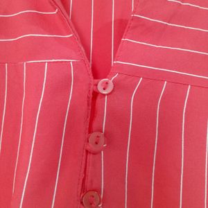 Striped Casual Pink Top By CHARCOAL designer