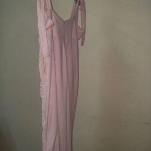 Coquette Tie-up Pale Pink Jumpsuit With Pockets