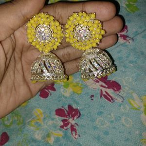 Yellow Jhumka Earring