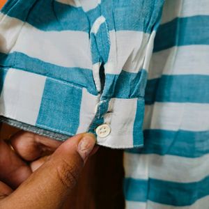 Sky And White Striped Top 36/38 Bust