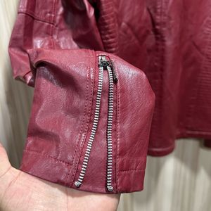 Biker PU Leather Maroon Jacket