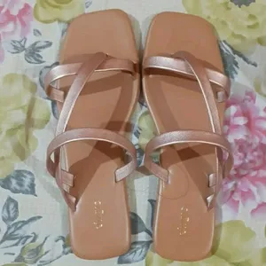 METALLIC ROSEGOLD CRISSCROSS FLATS (Totally New)