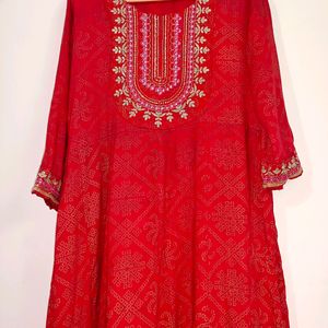 Rajasthani Red Anarkali Kurta Set