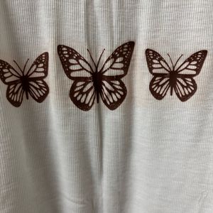 White Butterfly Fitted Top