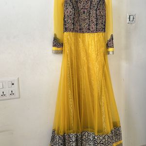 Yellow Anarkali Dress Ethnic