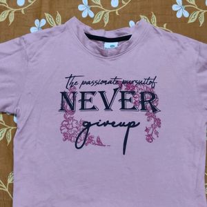 Women Printed Baby Pink Tshirt