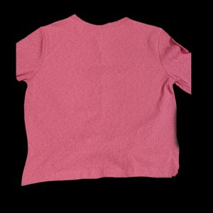 Pink Cotton Ribbed Crop Top , Size :L, Brand: Urbanic, Bust:34-36