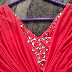Sleeveless Coral Pink Formal Dress