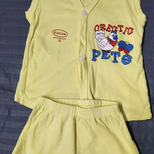 Yellow Terno Vest And Shorts Kids Wear