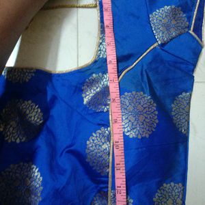 Blue Silk Stiched Blouse Padded Size: 30"/32"/34