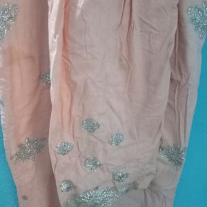 Peach Heavy Embroidery Patila Kurta Set