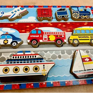 Imported Wooden Vehicles Puzzle -Melissa And Doug