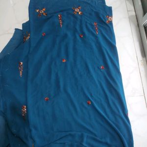 New Not Used Geogette Saree With Nice  Colour