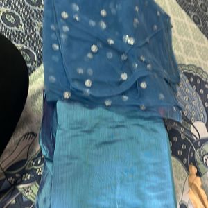 Blue Chanderi Silk Dress With Payjama and Duppata