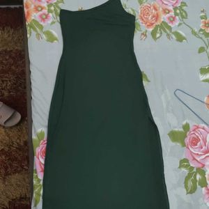 Dark Green Shein Bodycon Dress With Slit