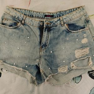 Ginger Embellished Ripped Shorts