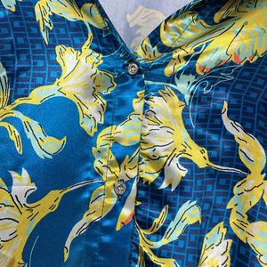 Blue Classy Versace Print Shirt🪩