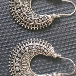 Silver Oxidised Chandbali