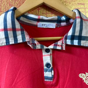 Burberry Collar Red Women Tshirt