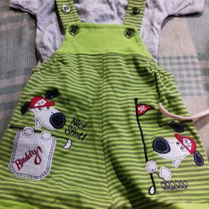 Baby Boy Dress And 3 Newborn Caps Combo