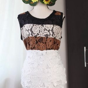 Sequin Neck Lace Top