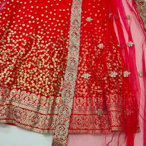 Red Heavy Embroidery Sequence Work Lehenga Choli.