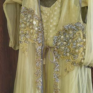 Yellow Color Coat Gown