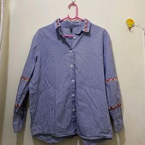 Embroidery Striped Shirt Fits 36-40