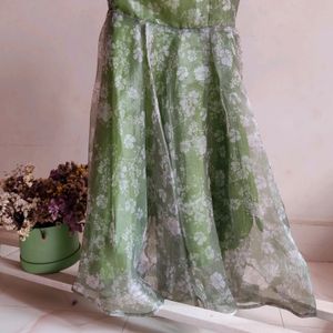 Green Floral One Shoulder Dress