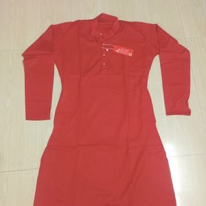 New Red Men's Cotton Kurta