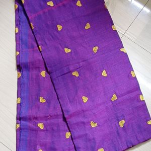 Embroidery Love Design Cotton Blend Saree